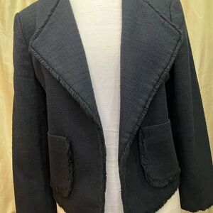 Ann Taylor Black Fringed Tailored Blazer